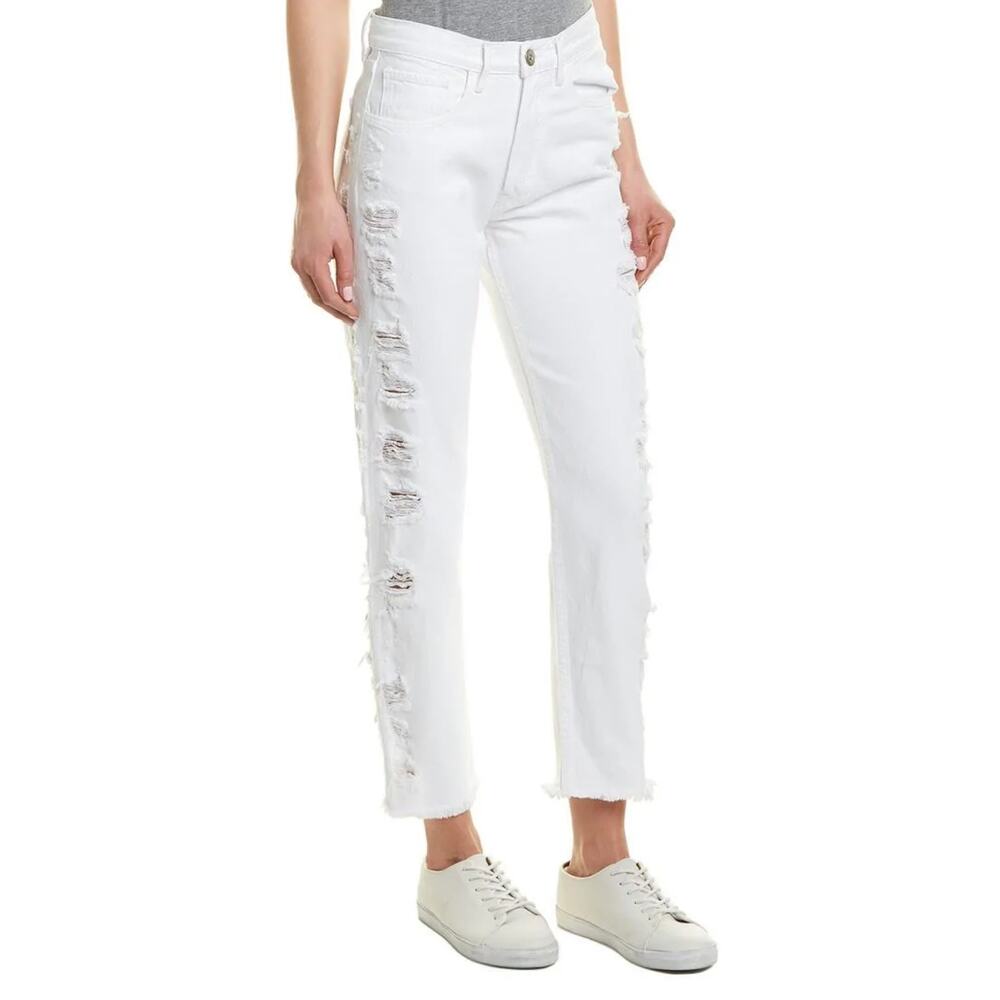 3X1 Higher Ground Distressed Button Fly High Rise Jeans Size 31 White